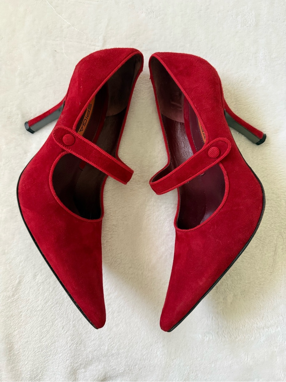 Via Spiga Red Suede Mary Jane Pumps | Made in Italy | Size 8 - Picture 2 of 10